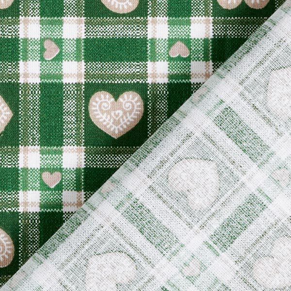 Tissu en coton Cretonne Vichy et cœurs – vert,  image number 4
