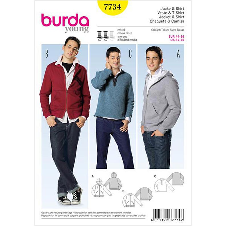 Veste / t-shirt, Burda 7734,  image number 1