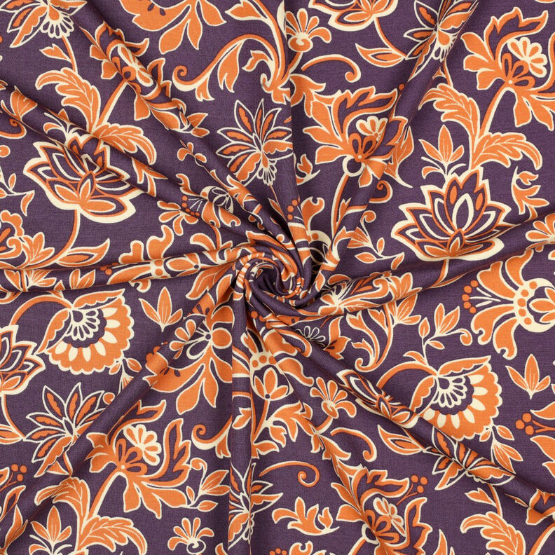Jersey romanite Fleurs motif cachemire | Poppy Fabrics – lilas, image number 3