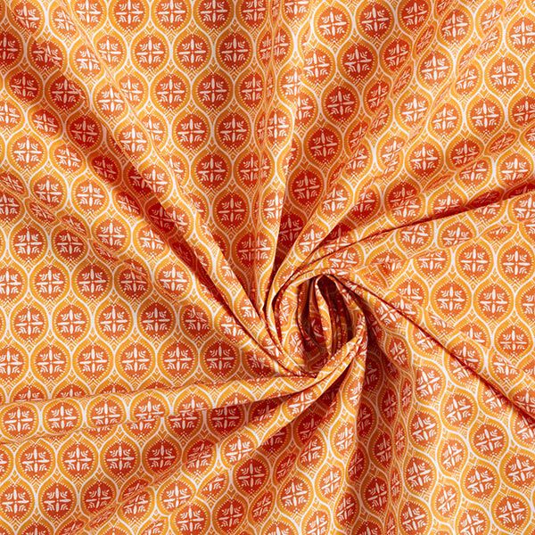 Cretonne de coton ornements de carreaux – orange/jaune orangé,  image number 3