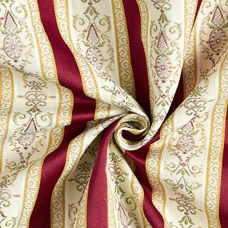 Tissu d’ameublement jacquard Rayures Biedermeier – crème/rouge,  image number 4