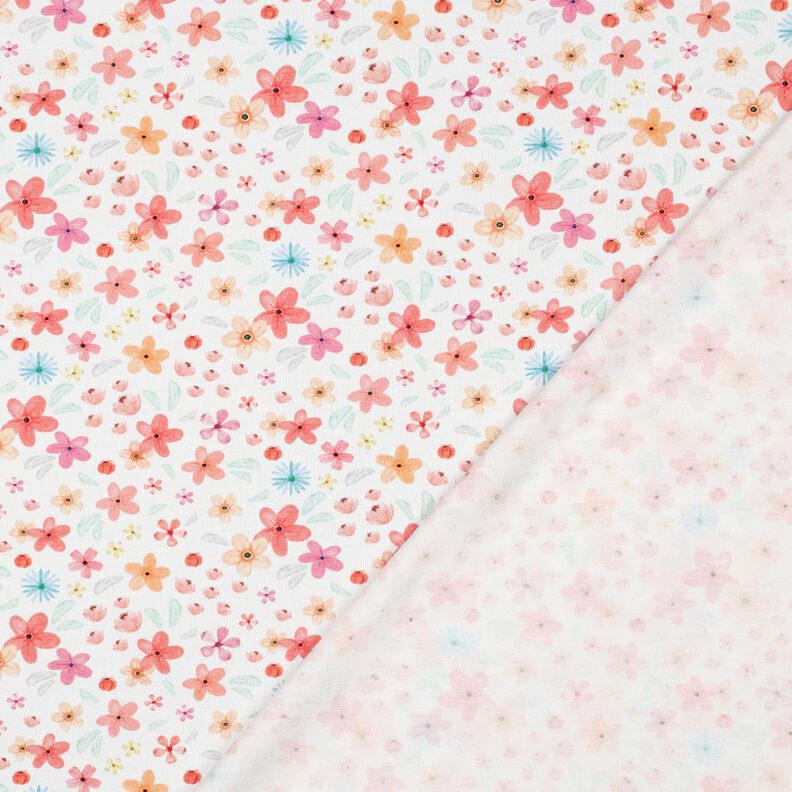 GOTS Jersey coton Fleurs colorées Impression numérique | Poppy Fabrics – blanc/abricot, image number 4