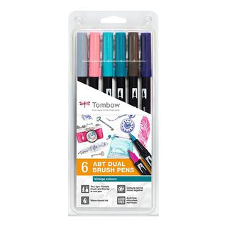 ABT Dual Brush Pen aquarelle Vintage Colour Set [ 6 Pièces ] | Tombow, 