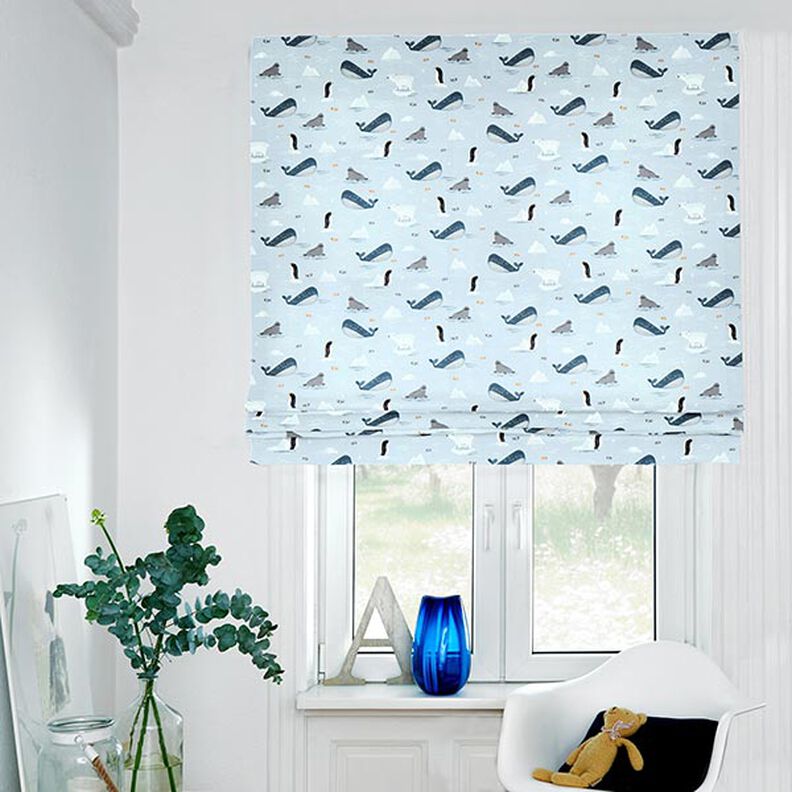 Tissu de décoration Semi-panama Animaux sur la glace – bleu bébé/blanc,  image number 7