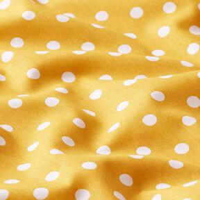 Popeline coton Grands pois – moutarde/blanc, 