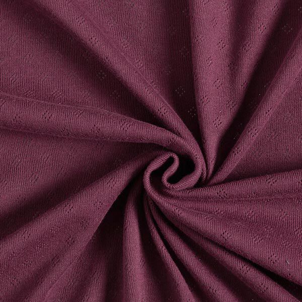 Jersey finement tricoté à motif ajouré – aubergine,  image number 1