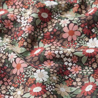 Popeline de coton bio Mer de fleurs – noir, 