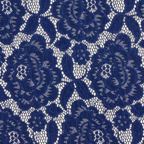 Dentelle élastique Fleurs et feuilles – bleu marine, 