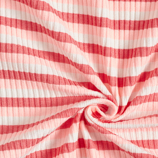 Maille côtelée rayures horizontales – rose clair/homard,  image number 3