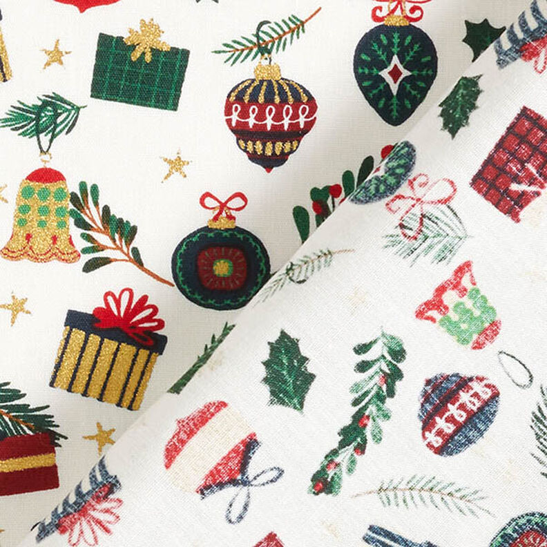 Tissu en coton Popeline Cadeaux – écru/or, image number 4