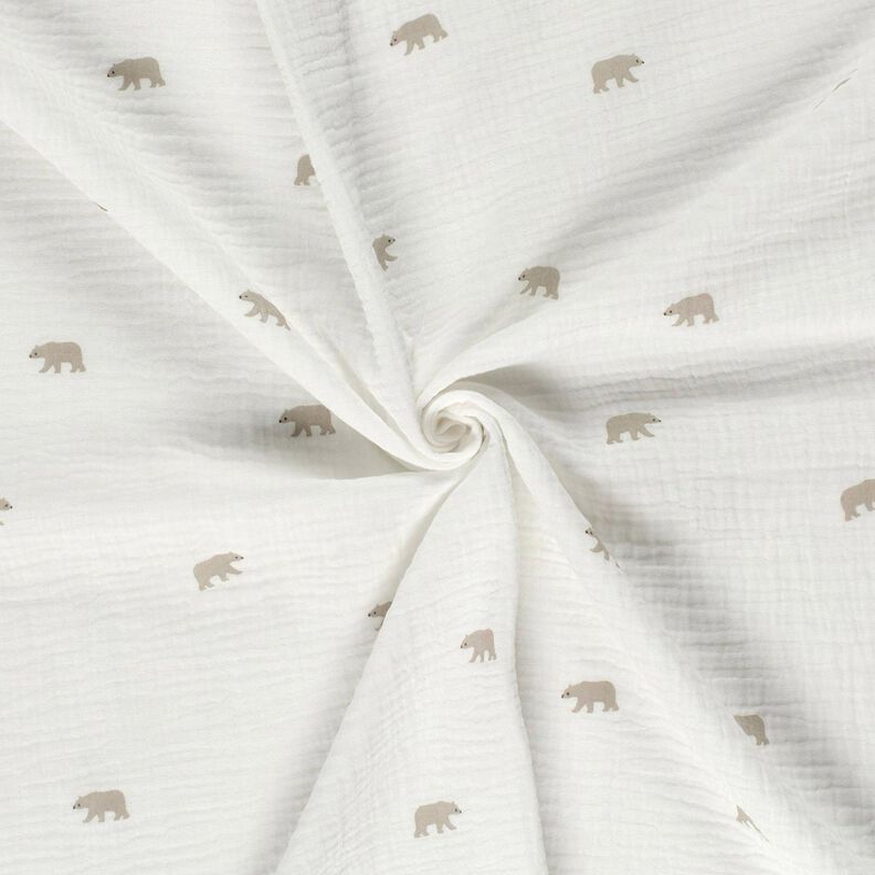 Tissu double gaze de coton ours blanc – blanc, image number 3
