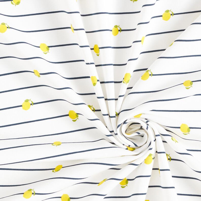 Jersey coton Rayures et citrons – écru,  image number 3