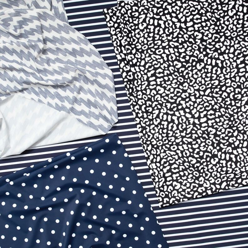 Tissus pour maillot de bain Rayures maritimes – bleu nuit/blanc,  image number 5