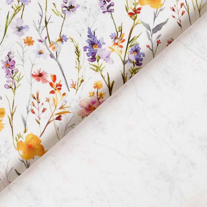 Tissu de décoration Sergé coton Fleurs sauvages – ivoire/lilas, image number 4