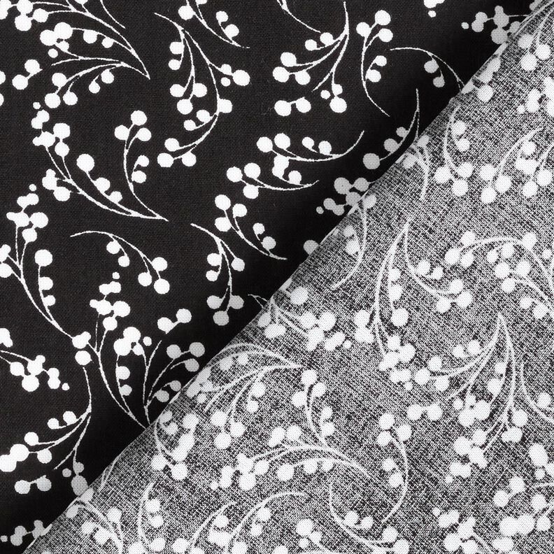 Tissu en viscose Branches avec baies – noir, image number 4