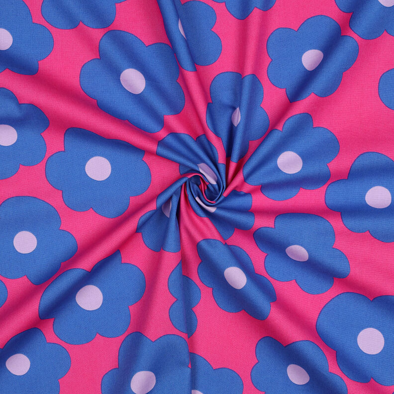 Popeline coton Big Flower | Nerida Hansen – rose intense/bleu jean,  image number 3
