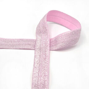 Biais élastique (pré-plié) pailleté [20 mm] – rose, 
