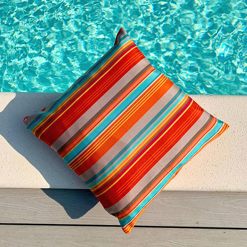 Tissu d’extérieur Canvas Rayures – orange/rouge, image number 7