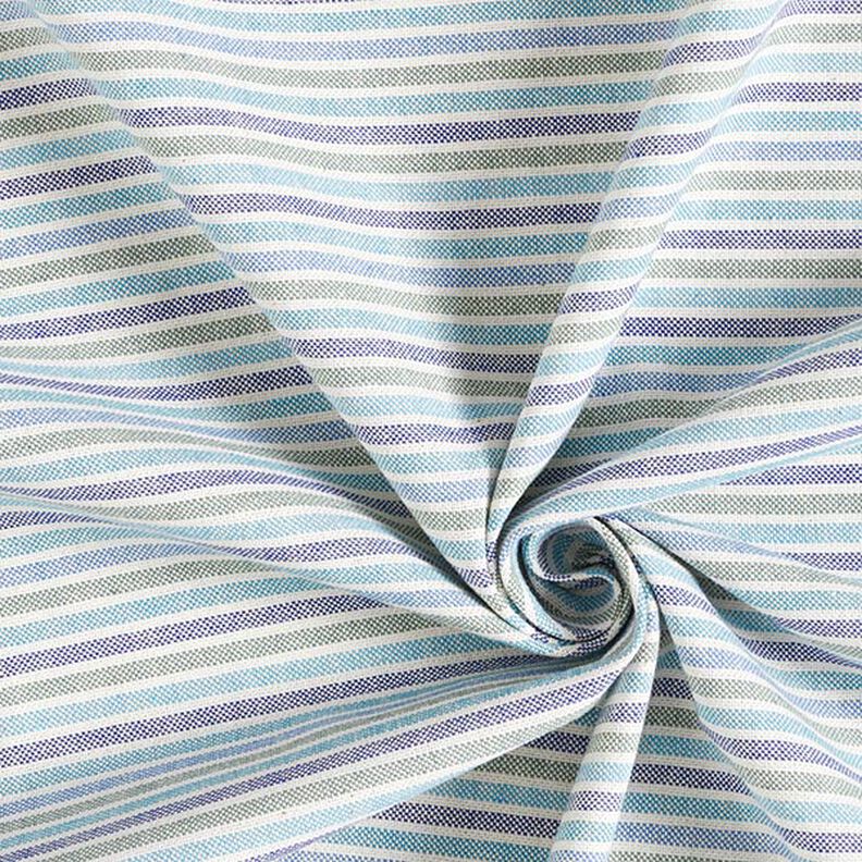 Tissu de décoration Semi-panama Rayures multicolores recyclé – turquoise clair,  image number 3