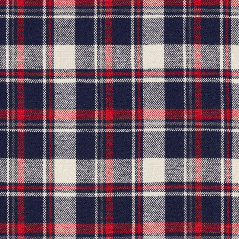 Flanelle coton Carreaux – bleu noir/carmin, image number 1