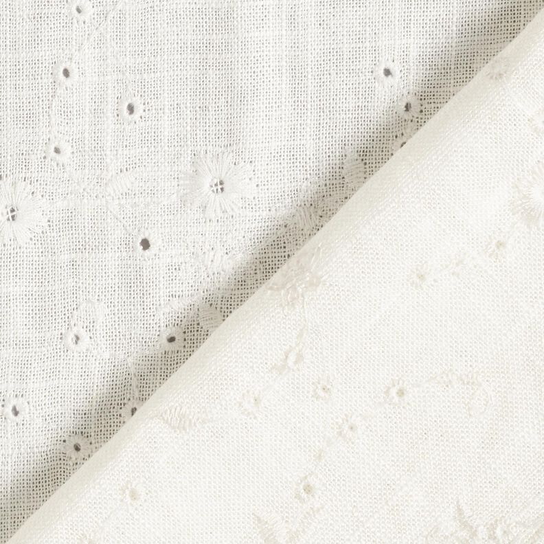 Mélange viscose lin Dentelle brodée Vrilles de fleurs – ivoire, image number 4