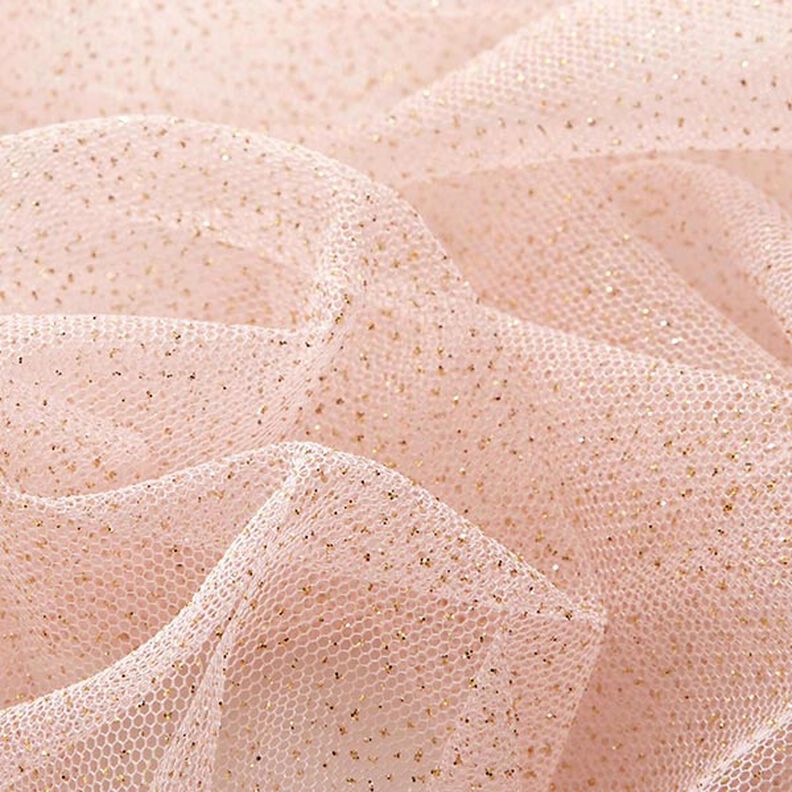 Tissu tulle scintillant – rose clair/or,  image number 3