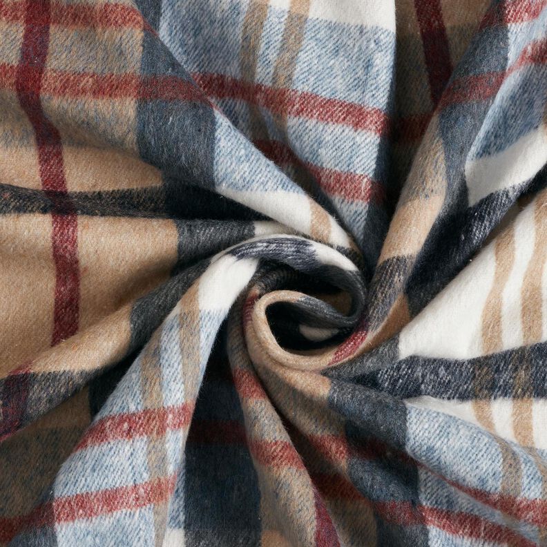 Tissu manteau tartan gratté – bleu clair/beige,  image number 3