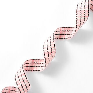 Ruban tissé Rayures Chiné [27 mm] – rose/noir, 