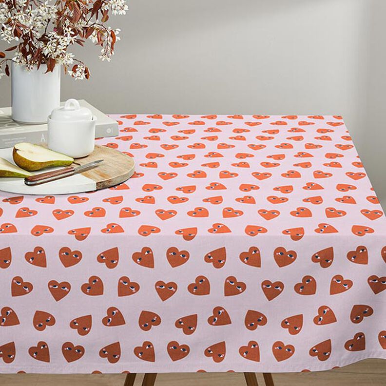 Tissu en coton Cretonne Grands cœurs – rosé/rouge, image number 8
