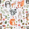 Tissu décoratif Semi-panama Animaux de la forêt peints – blanc,  thumbnail number 1