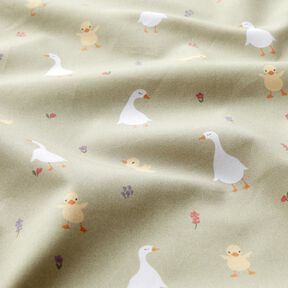 GOTS Popeline coton Oies et poussins mignons | Poppy Fabrics – greige, 