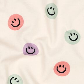 Flanelle coton Smileys | Poppy Fabrics – ivoire/vieux rose, 
