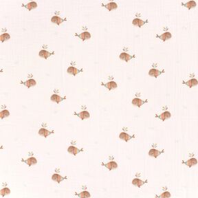 Tissu double gaze de coton baleine rayée Impression numérique – ivoire, 