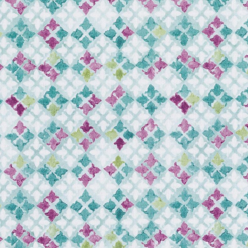 Popeline coton Motif de carrelage oriental Impression numérique – eucalyptus/raisin,  image number 1