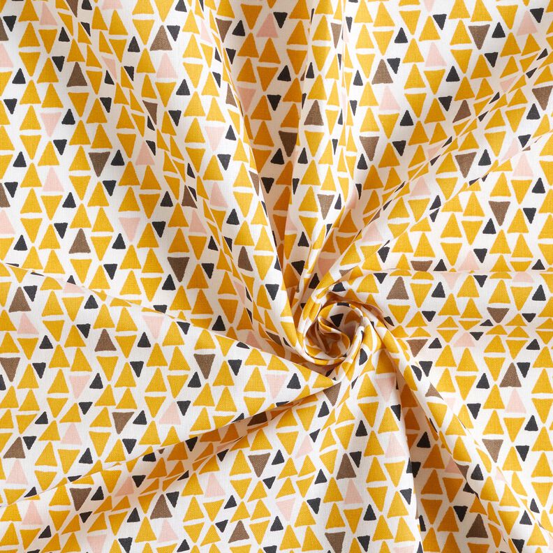 Tissu en coton Cretonne mini-triangles – rose clair/jaune curry,  image number 3