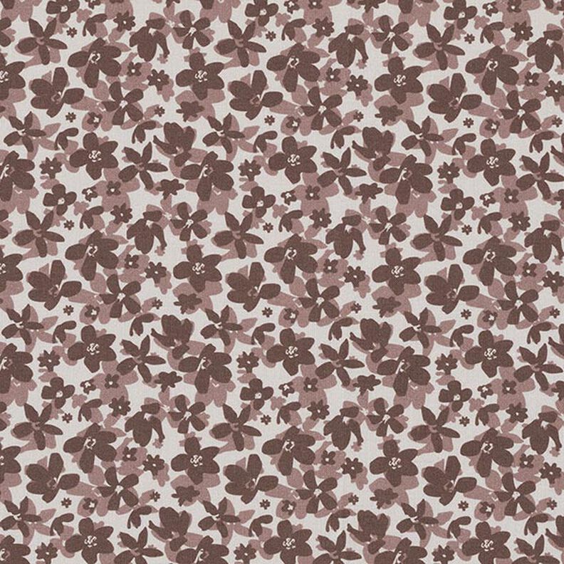 Popeline coton Mer de fleurs – taupe/marron,  image number 1