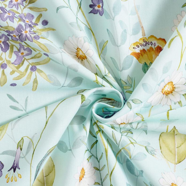 Tissu en coton Popeline Fleurs sauvages – menthe clair/lavande,  image number 3