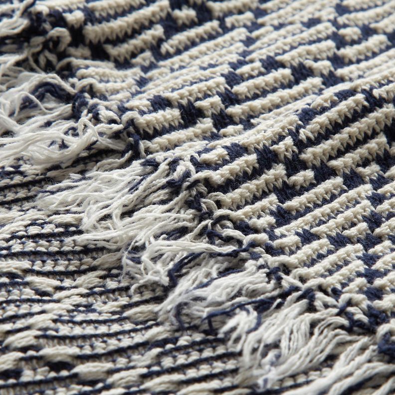 Grandes mailles de coton Losanges – blanc/bleu marine,  image number 5