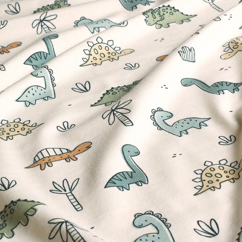 Jersey coton Dinosaures dans la jungle – écru,  image number 2