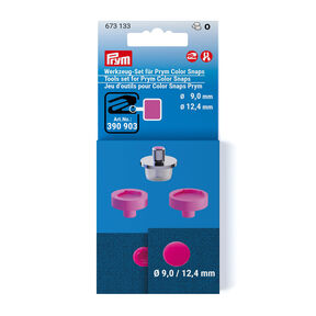Kit outils Color Snaps [Ø 9 + 12,4 mm] | Prym – argent métallisé/rose vif, 