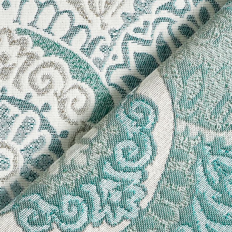 Tissu de décoration Jacquard carreaux élégants – pétrole légère/beige clair,  image number 4
