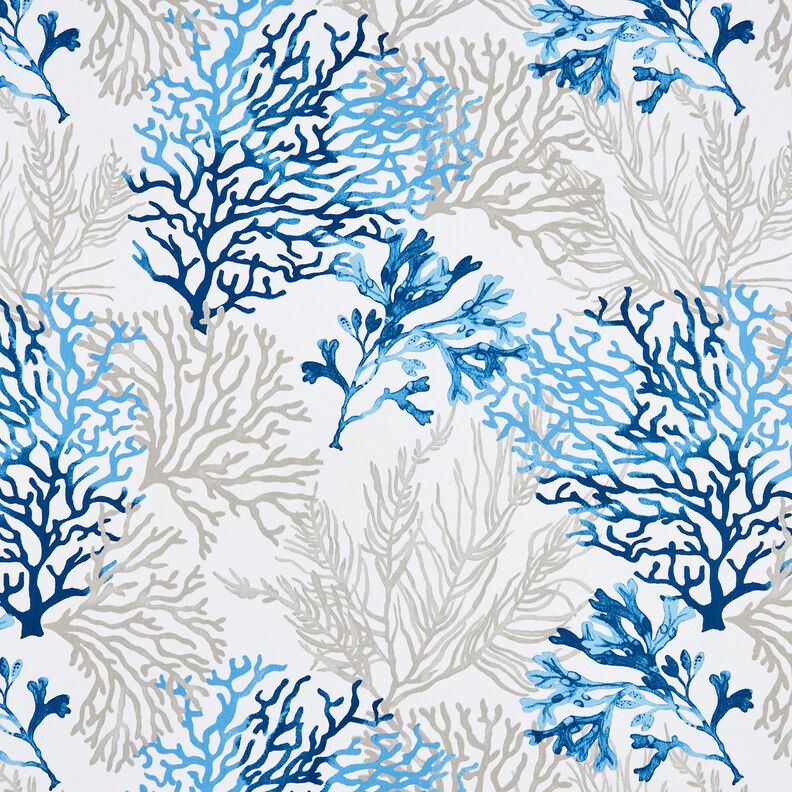 Tissu en coton Cretonne Grands coraux – blanc/bleu,  image number 1