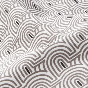 Tissu de décoration Semi-panama Courbes minimalistes – blanc/gris, 