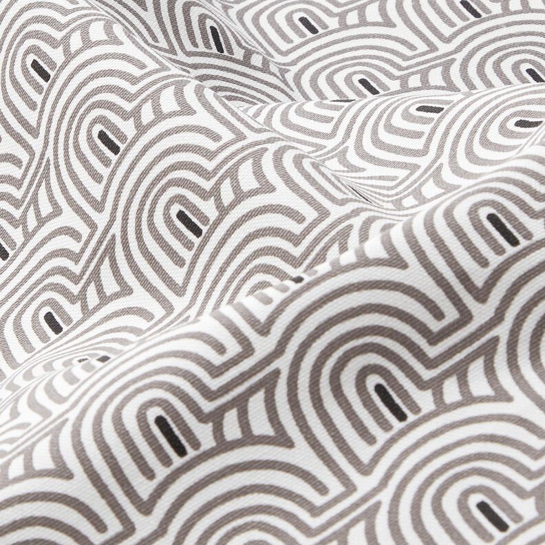 Tissu de décoration Semi-panama Courbes minimalistes – blanc/gris, image number 2