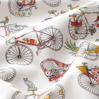 Tissu en coton Cretonne Vélos rétro – écru, 