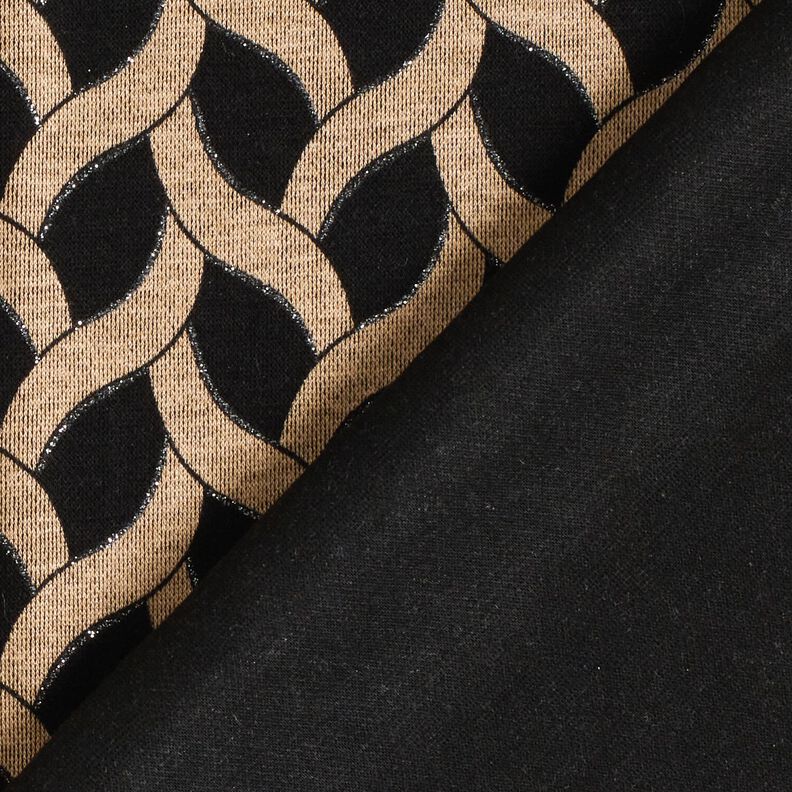 Jersey viscose Motif torsadé pailleté – noir/abricot,  image number 4