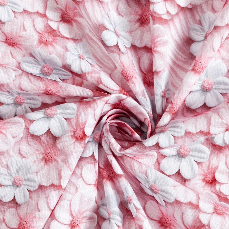 Popeline coton Fleurs en sucre Impression numérique – vieux rose clair, image number 3