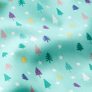 Tissu en coton Popeline Mini sapins – menthe/blanc, 