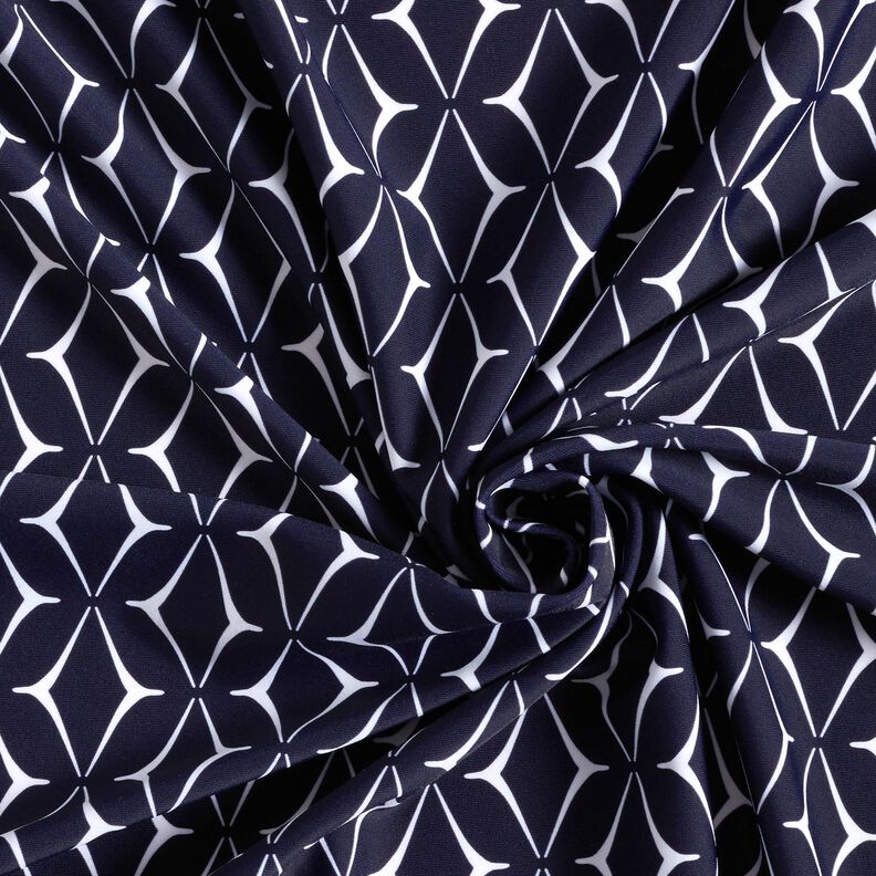 Tissu pour maillot de bain Losanges abstraits – bleu nuit/blanc,  image number 3