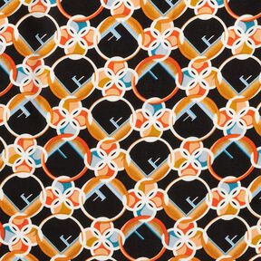 Tissu viscose Gribouillis et des points – noir/jaune curry, 